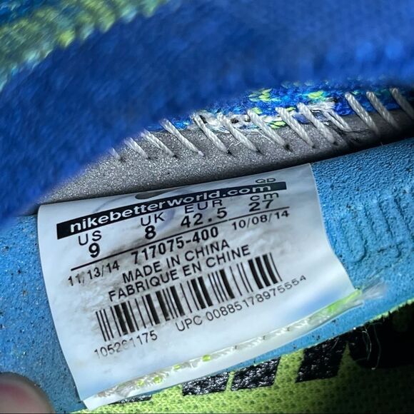 Nike Free 4.0 Flyknit Men's Running Shoes Size 9 Blue 717075-400 - Picture 6 of 7